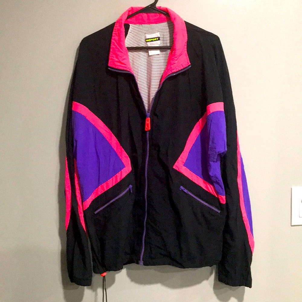 90s windbreaker suit, vintage wind jacket, size large- insport